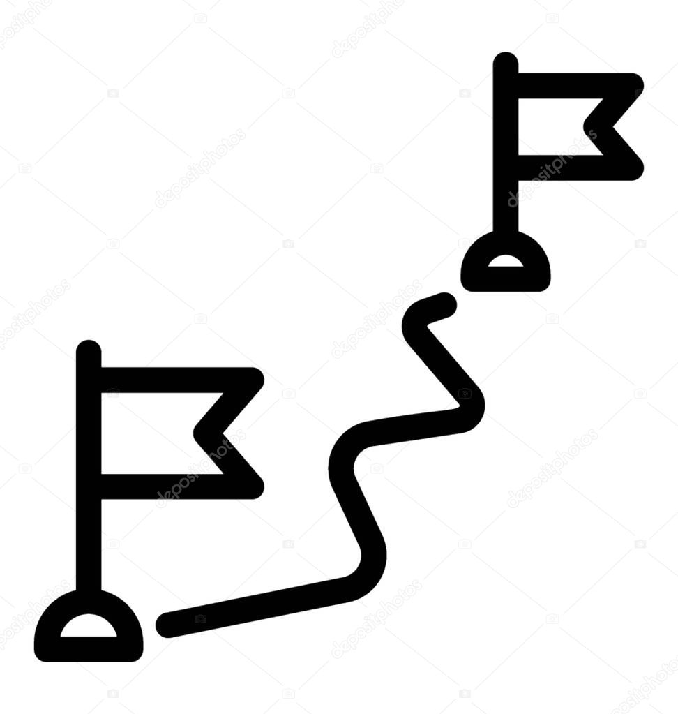 Winding path between two flags